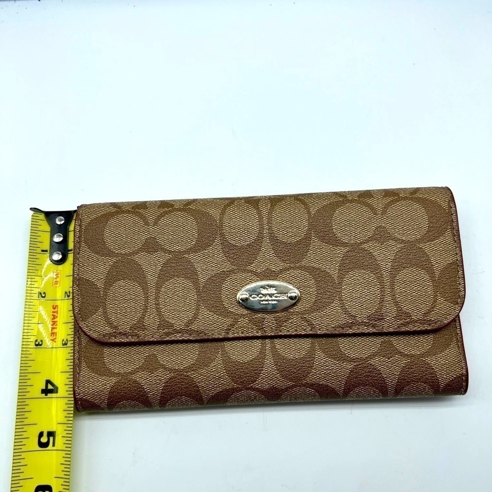 Coach brown leather signature Charlie C snap wallet pink interior A1532 … - Picture 4 of 16